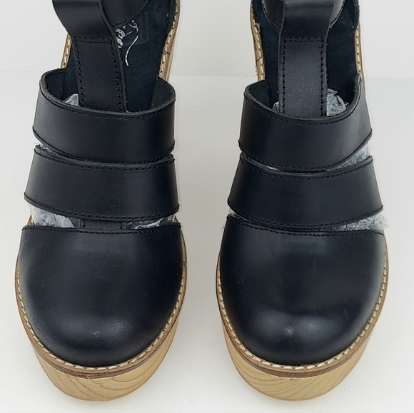 Free People Mix It Up Black Leather Platform Clog Heels EU40 - Picture 4 of 12